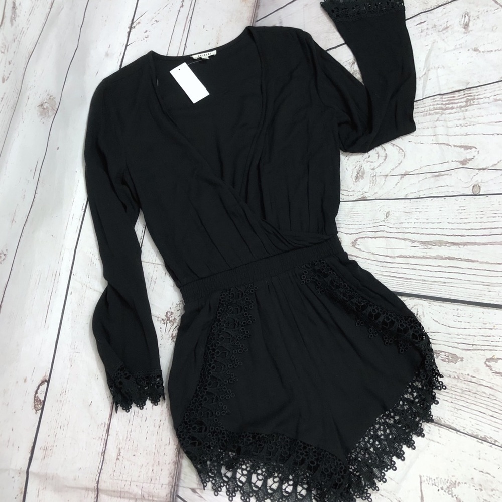 New OneHart Black Longsleeve Lace Romper